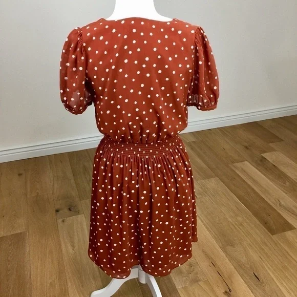 Madewell Smocked-Waist Mini Dress in Inkspot Polka Dots Size XS - Picture 9 of 12